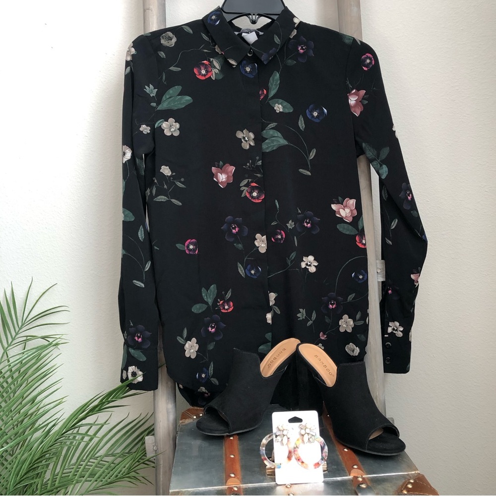 H&M black Polyester Long Sleeved Shirt SZ 4